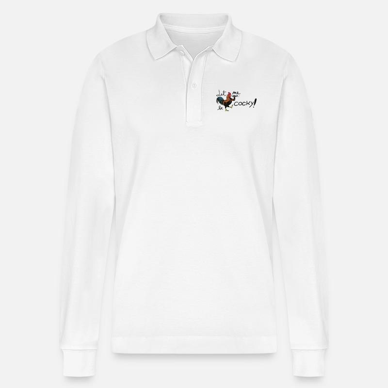 Cocoricoooooooooooooooooooooooooooooooooo! - Stanley/Stella Unisex Bio-Langarm-Poloshirt Prepster - Weiß