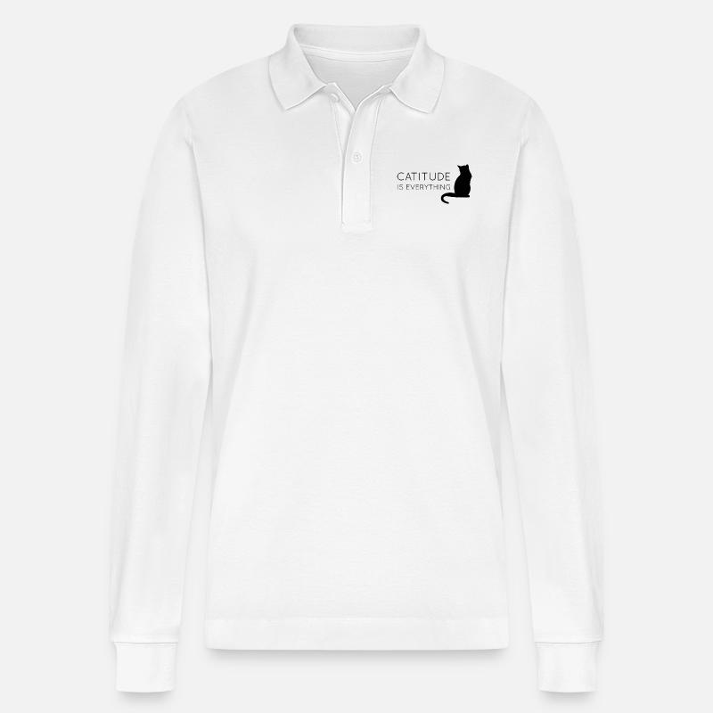 CATITUDE Noir - Polo à manches longues bio PREPSTER Stanley/Stella Unisexe - blanc