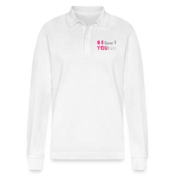 Be you - Stanley/Stella Unisex Bio-Langarm-Poloshirt Prepster - Weiß - Vorne - Anna (173cm) & Nico (186cm)