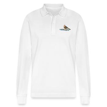 Eichelhäher - Stanley/Stella Unisex Bio-Langarm-Poloshirt Prepster - Weiß - Vorne - Anna (173cm) & Nico (186cm)