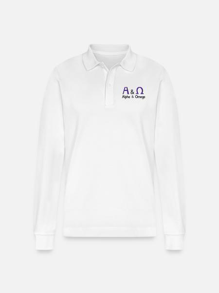 Alpha and Omega - Stanley/Stella Organic Unisex Long-Sleeved Polo Shirt Prepster - white