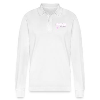Mom without filter - Stanley/Stella Organic Unisex Long-Sleeved Polo Shirt Prepster - white - Front - Anna (173cm) & Nico (186cm)