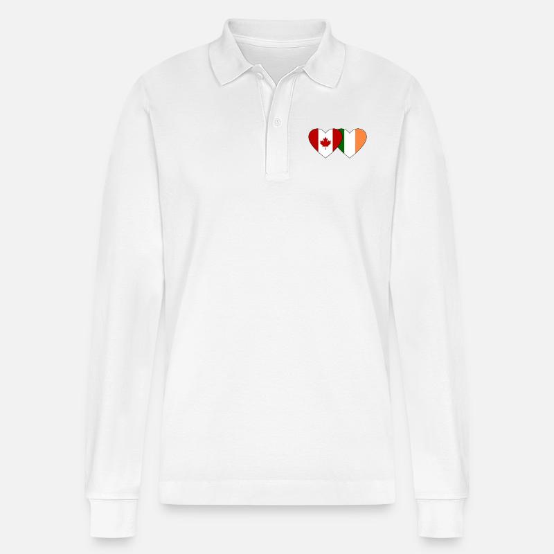 Cœur de drapeau Canada-Irlande - Polo à manches longues bio PREPSTER Stanley/Stella Unisexe - blanc