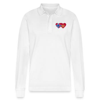 Norwegen Montenegro Flagge - Stanley/Stella Unisex Bio-Langarm-Poloshirt Prepster - Weiß - Vorne - Anna (173cm) & Nico (186cm)