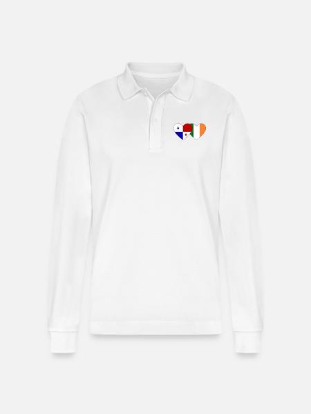 Panama Irland Flagge - Stanley/Stella Unisex Bio-Langarm-Poloshirt Prepster - Weiß