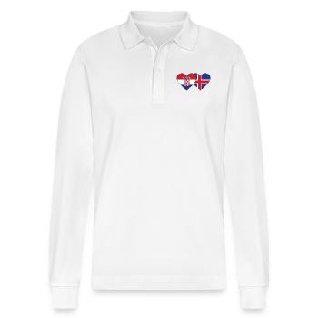 Croatie Islande drapeau coeur - Polo à manches longues bio PREPSTER Stanley/Stella Unisexe - blanc - Devant - Anna (173cm) & Nico (186cm)