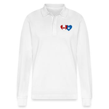 Cœur de drapeau de la Somalie du Canada - Polo à manches longues bio PREPSTER Stanley/Stella Unisexe - blanc - Devant - Anna (173cm) & Nico (186cm)