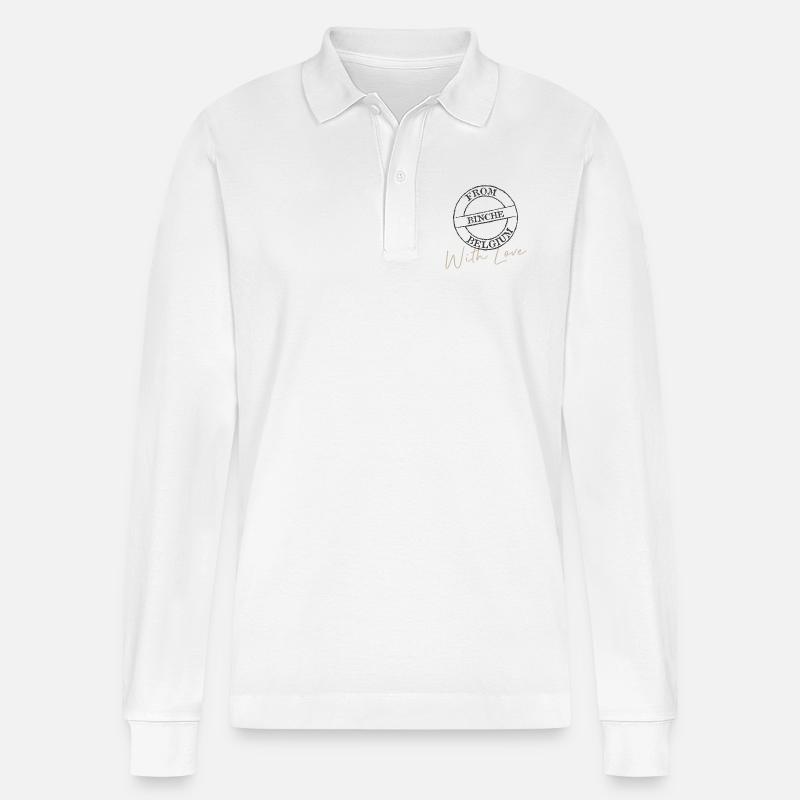 Binche mit Liebe - Stanley/Stella Unisex Bio-Langarm-Poloshirt Prepster - Weiß