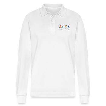 Shadoks pump - Stanley/Stella Organic Unisex Long-Sleeved Polo Shirt Prepster - white - Front - Anna (173cm) & Nico (186cm)
