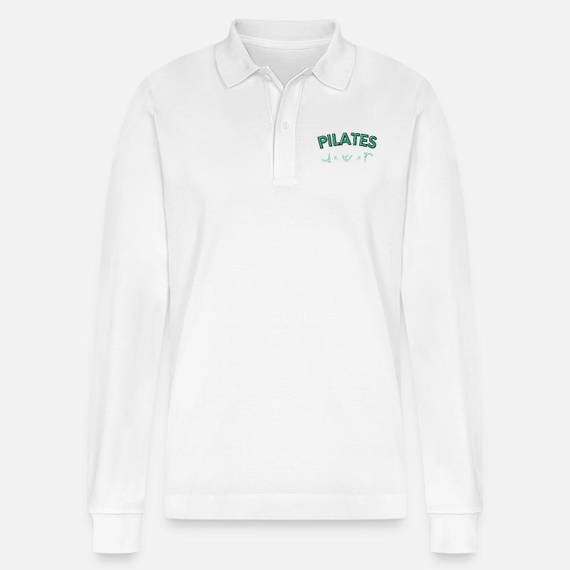 Pilates Verschiedene Positionen - Stanley/Stella Unisex Bio-Langarm-Poloshirt Prepster - Weiß