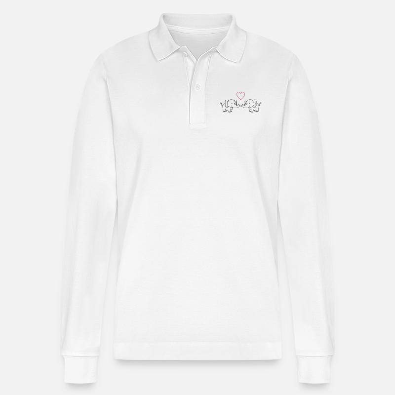elefanten verliebt - Stanley/Stella Unisex Bio-Langarm-Poloshirt Prepster - Weiß
