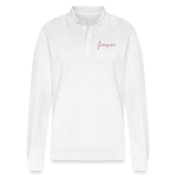 Fiancée Matching Engagement Wedding Honeymoon - Stanley/Stella Organic Unisex Long-Sleeved Polo Shirt Prepster - white - Front - Anna (173cm) & Nico (186cm)