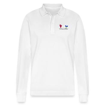 Feet in Norway, heart in Ukraine - Stanley/Stella Organic Unisex Long-Sleeved Polo Shirt Prepster - white - Front - Anna (173cm) & Nico (186cm)