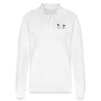 Feet in France, heart in Ukraine - Stanley/Stella Organic Unisex Long-Sleeved Polo Shirt Prepster - white - Front - Anna (173cm) & Nico (186cm)