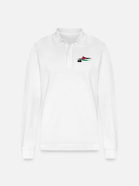 Free Palestine - Stanley/Stella Unisex Bio-Langarm-Poloshirt Prepster - Weiß