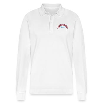 SUPER ADAM - Stanley/Stella Organic Unisex Long-Sleeved Polo Shirt Prepster - white - Front - Anna (173cm) & Nico (186cm)