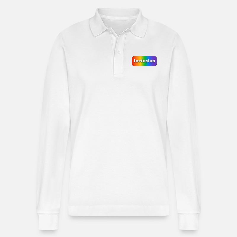 Inklusion Regenbogen - Stanley/Stella Unisex Bio-Langarm-Poloshirt Prepster - Weiß