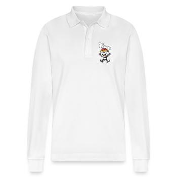Tooor Ballheld mit Hut Cartoon - Stanley/Stella Unisex Bio-Langarm-Poloshirt Prepster - Weiß - Vorne - Anna (173cm) & Nico (186cm)