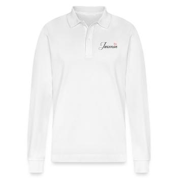 jasmin name herz - Stanley/Stella Unisex Bio-Langarm-Poloshirt Prepster - Weiß - Vorne - Anna (173cm) & Nico (186cm)