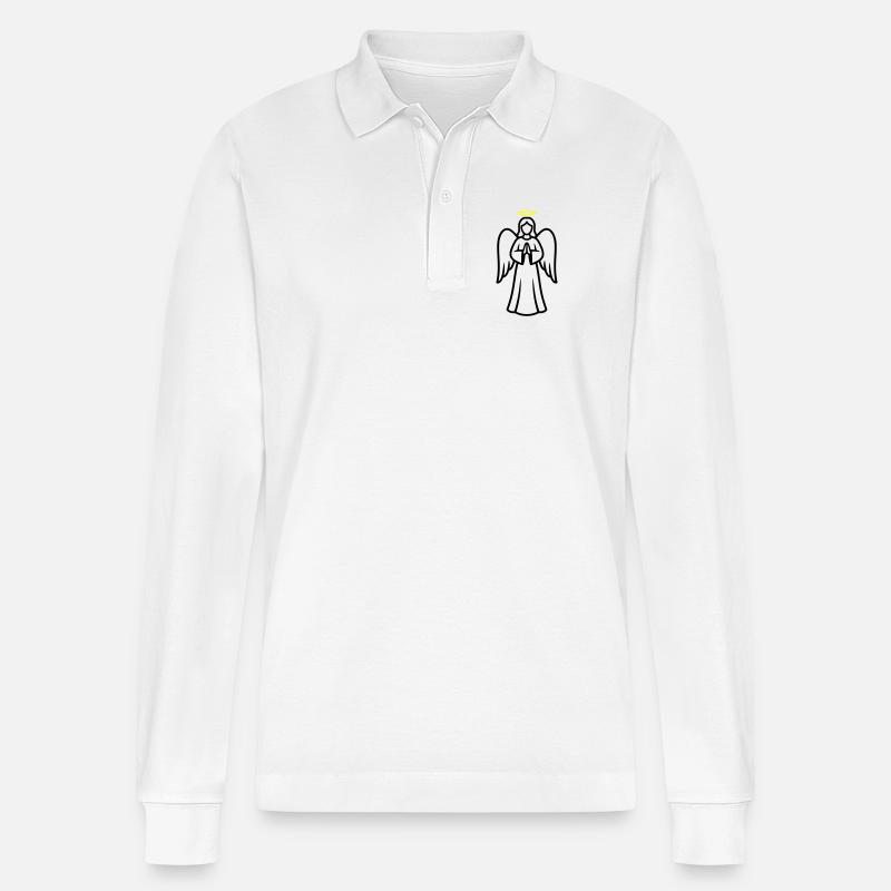 Engel-engelsfluegel-silhouette-einfach-1 - Stanley/Stella Unisex Bio-Langarm-Poloshirt Prepster - Weiß