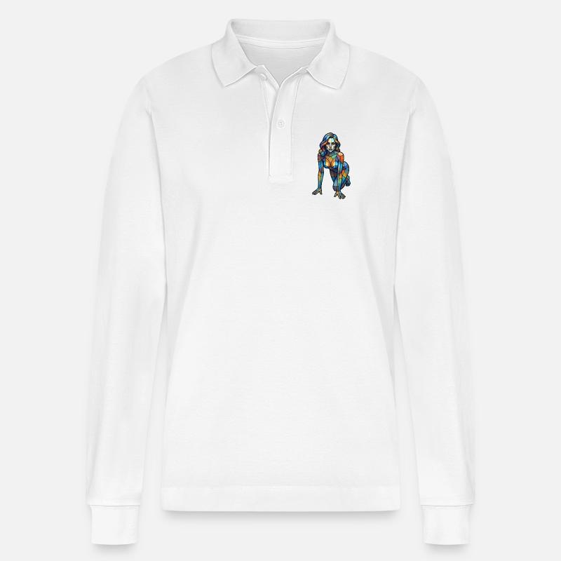 Bunte Glaskubistin - Stanley/Stella Unisex Bio-Langarm-Poloshirt Prepster - Weiß