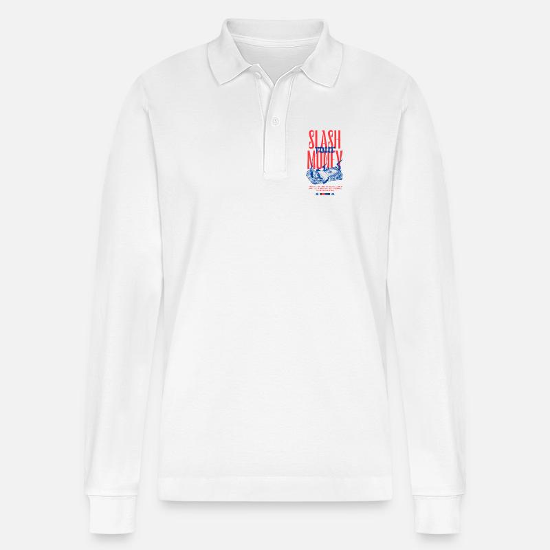 Silberne Spritzer - Stanley/Stella Unisex Bio-Langarm-Poloshirt Prepster - Weiß