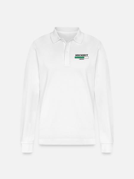 Hochzeit loading... - Stanley/Stella Unisex Bio-Langarm-Poloshirt Prepster - Weiß