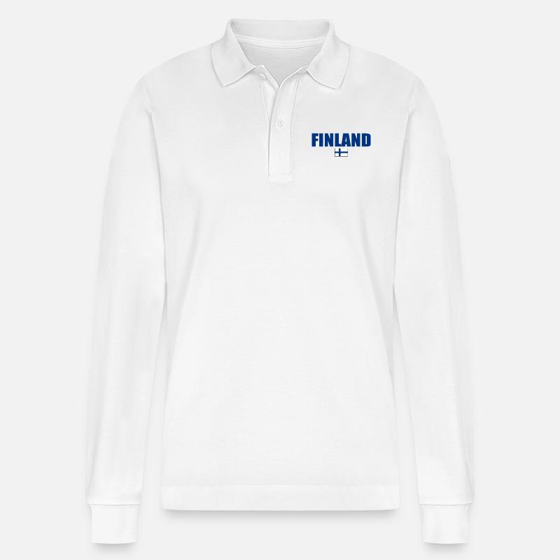 Finnland - Stanley/Stella Unisex Bio-Langarm-Poloshirt Prepster - Weiß