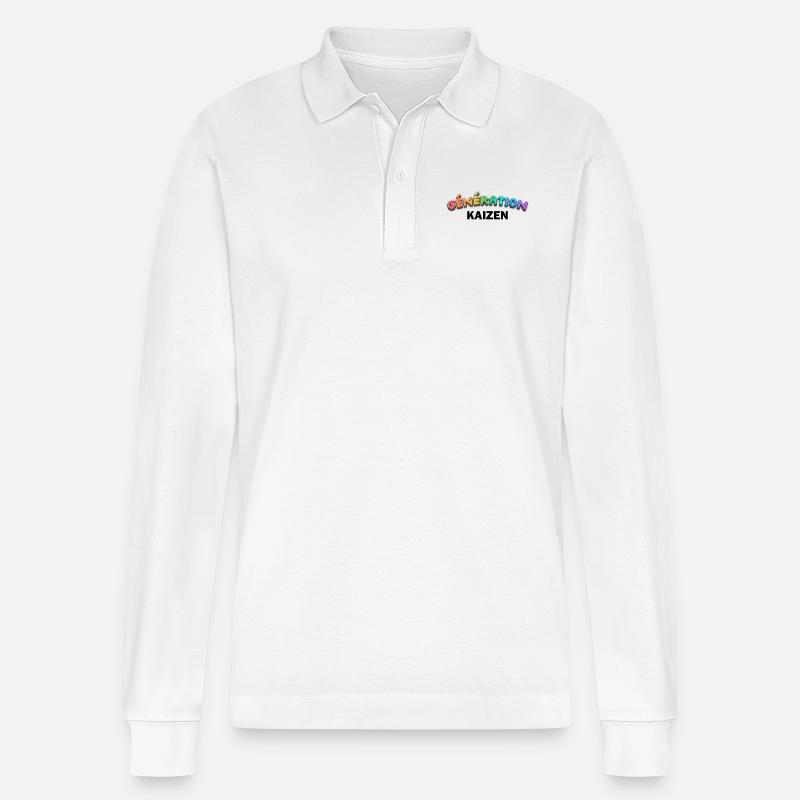 GENERATION KAIZEN SCHWARZ - Stanley/Stella Unisex Bio-Langarm-Poloshirt Prepster - Weiß
