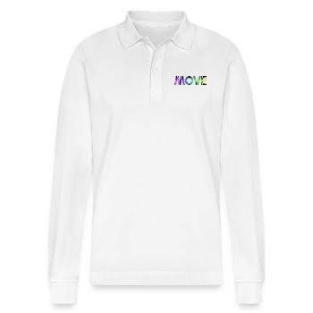 Move - rainbow - Stanley/Stella Organic Unisex Long-Sleeved Polo Shirt Prepster - white - Front - Anna (173cm) & Nico (186cm)