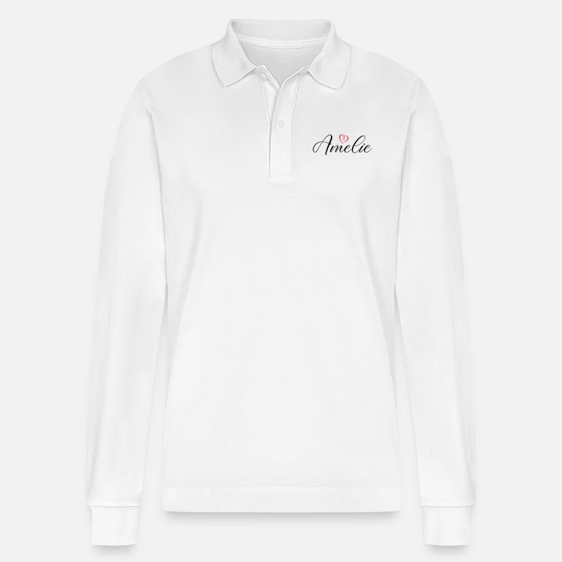 amelie name herz - Stanley/Stella Unisex Bio-Langarm-Poloshirt Prepster - Weiß