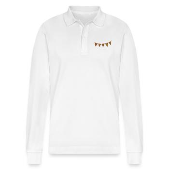 Wimpelkette dreifarbig - Stanley/Stella Unisex Bio-Langarm-Poloshirt Prepster - Weiß - Vorne - Anna (173cm) & Nico (186cm)