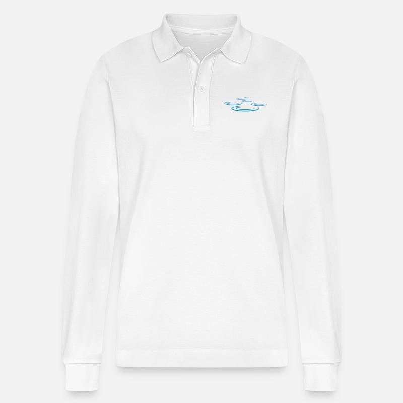 Water Drop Waves - Stanley/Stella Unisex Bio-Langarm-Poloshirt Prepster - Weiß
