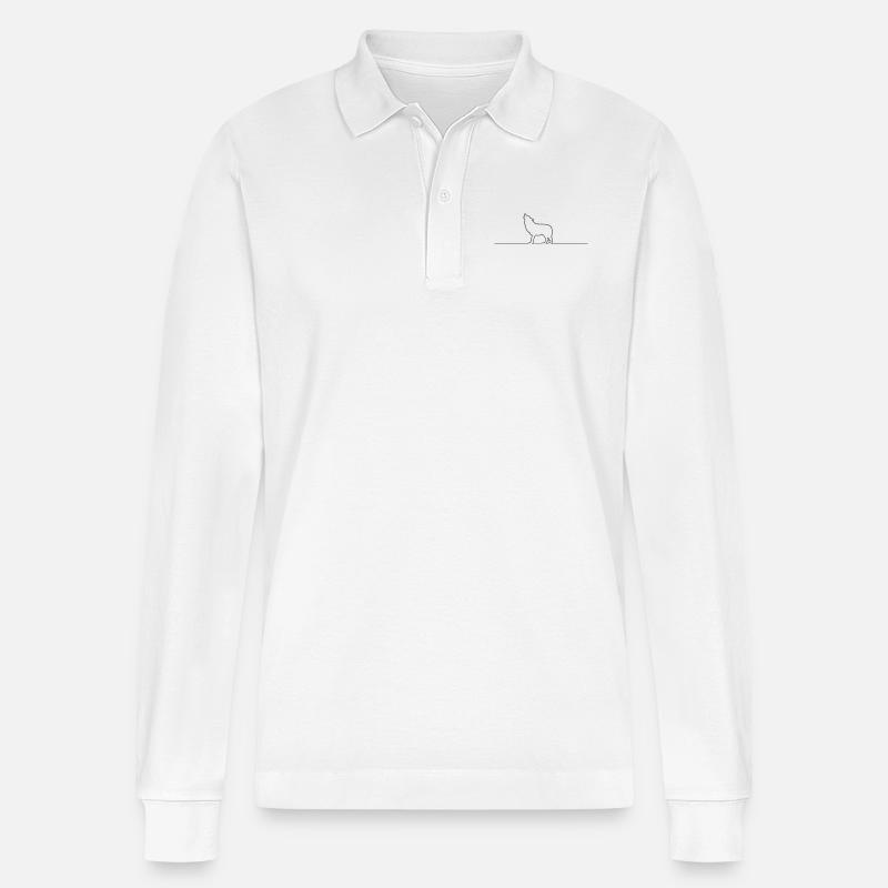 wolf design - Stanley/Stella Unisex Bio-Langarm-Poloshirt Prepster - Weiß