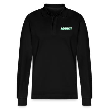Plant addict - Stanley/Stella Organic Unisex Long-Sleeved Polo Shirt Prepster - black - Front - Anna (173cm) & Nico (186cm)