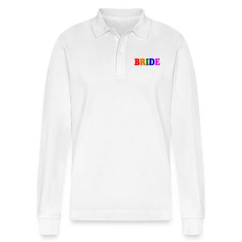 Bride - Stanley/Stella Organic Unisex Long-Sleeved Polo Shirt Prepster - white - Front - Anna (173cm) & Nico (186cm)
