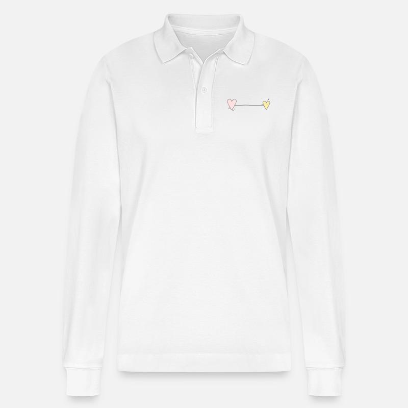 Herz Linie Horizontal - Stanley/Stella Unisex Bio-Langarm-Poloshirt Prepster - Weiß