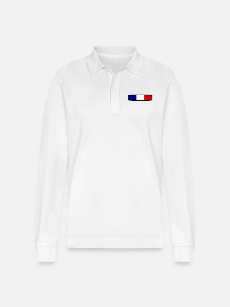 France flag - Stanley/Stella Organic Unisex Long-Sleeved Polo Shirt Prepster - white