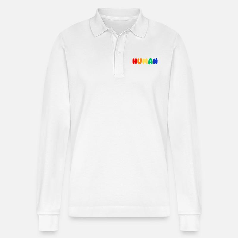 Human Pride - Stanley/Stella Unisex Bio-Langarm-Poloshirt Prepster - Weiß