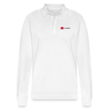 Dart-Pfeil - Stanley/Stella Unisex Bio-Langarm-Poloshirt Prepster - Weiß - Vorne - Anna (173cm) & Nico (186cm)