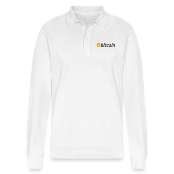Bitcoin - Polo à manches longues bio PREPSTER Stanley/Stella Unisexe - blanc - Devant - Anna (173cm) & Nico (186cm)
