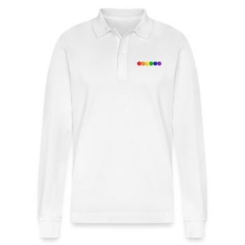 LGBT Dots 3D - Polo à manches longues bio PREPSTER Stanley/Stella Unisexe - blanc - Devant - Anna (173cm) & Nico (186cm)