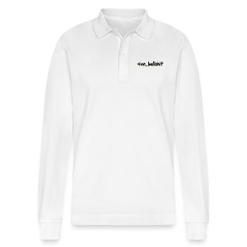 hashtag no bullshit - Stanley/Stella Organic Unisex Long-Sleeved Polo Shirt Prepster - white - Front - Anna (173cm) & Nico (186cm)
