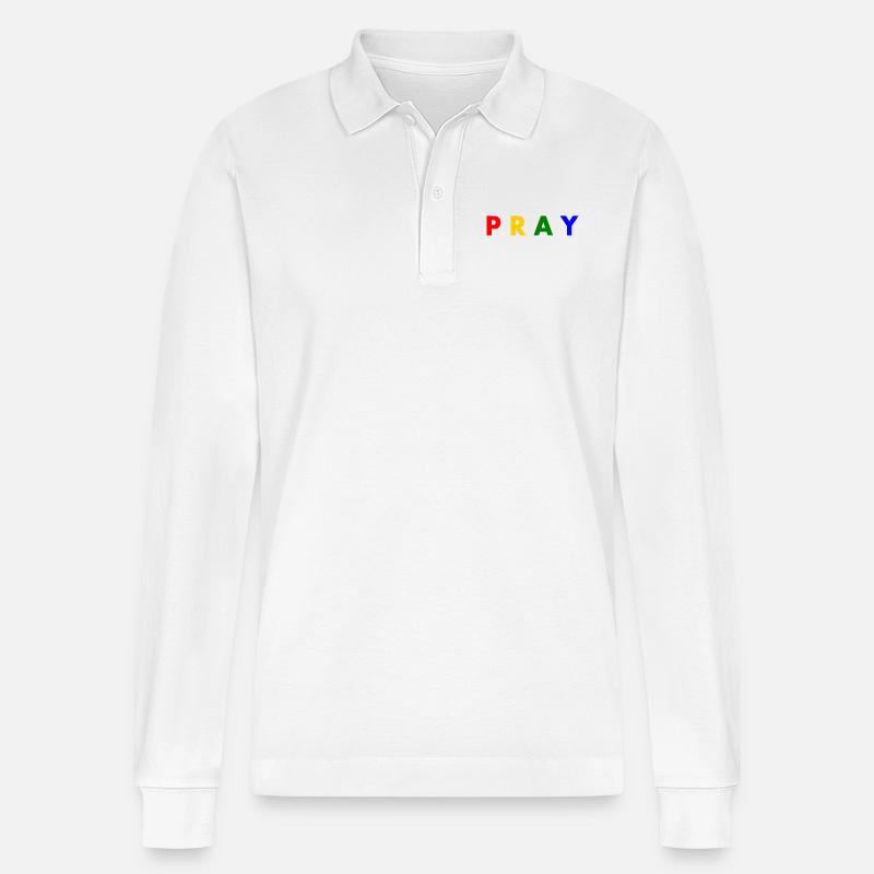 Pray - Stanley/Stella Unisex Bio-Langarm-Poloshirt Prepster - Weiß