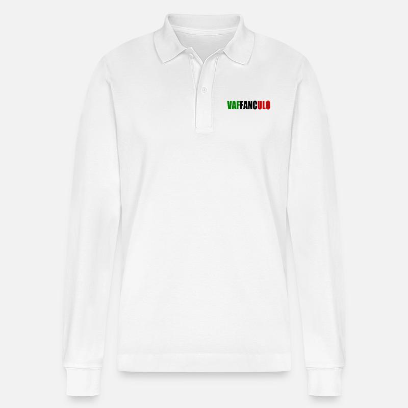 Vaffanculo - Stanley/Stella Unisex Bio-Langarm-Poloshirt Prepster - Weiß