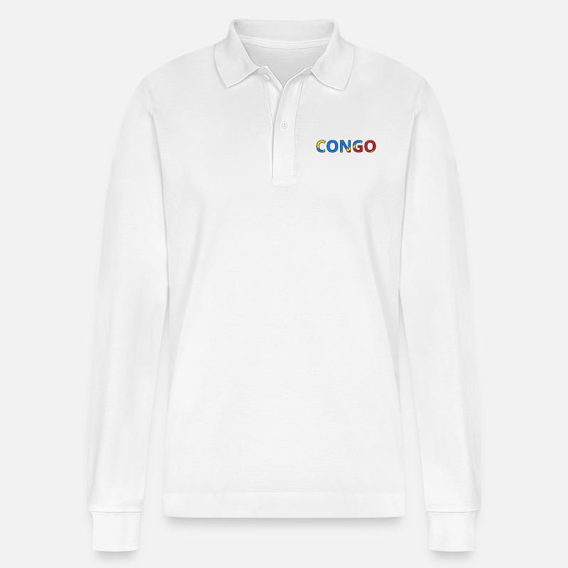 Drapeau Congo (Rép. dém.) - Polo à manches longues bio PREPSTER Stanley/Stella Unisexe - blanc