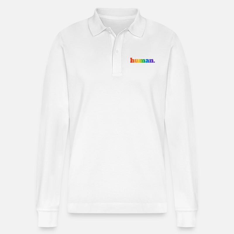 Menschlicher Regenbogen - Stanley/Stella Unisex Bio-Langarm-Poloshirt Prepster - Weiß