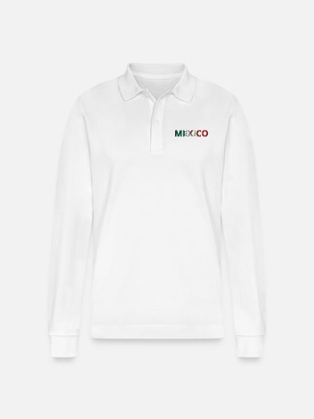 Drapeau Mexico - Polo à manches longues bio PREPSTER Stanley/Stella Unisexe - blanc