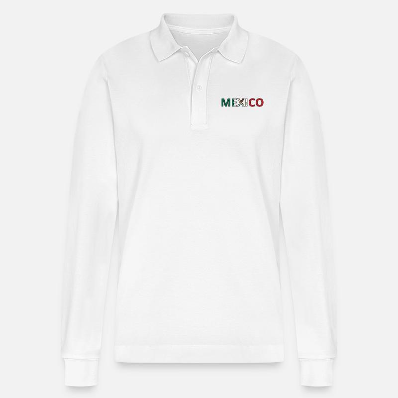 Drapeau Mexico - Polo à manches longues bio PREPSTER Stanley/Stella Unisexe - blanc