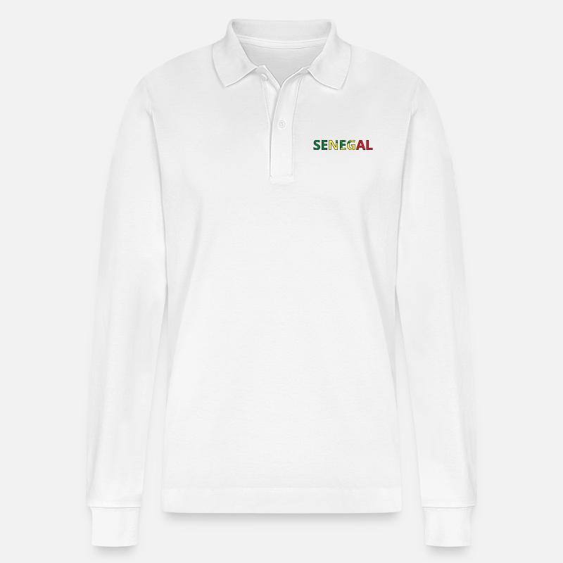 Flagge von Senegal - Stanley/Stella Unisex Bio-Langarm-Poloshirt Prepster - Weiß